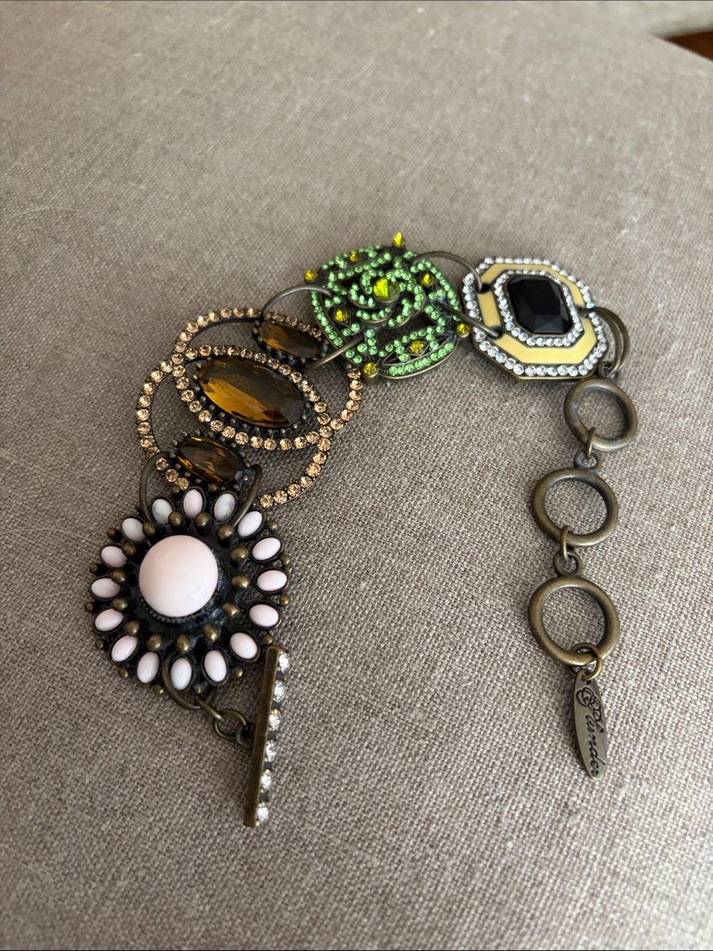 Plunder Mixed Gemstone Floral Bracelet - Pink, Green, Amber, Black